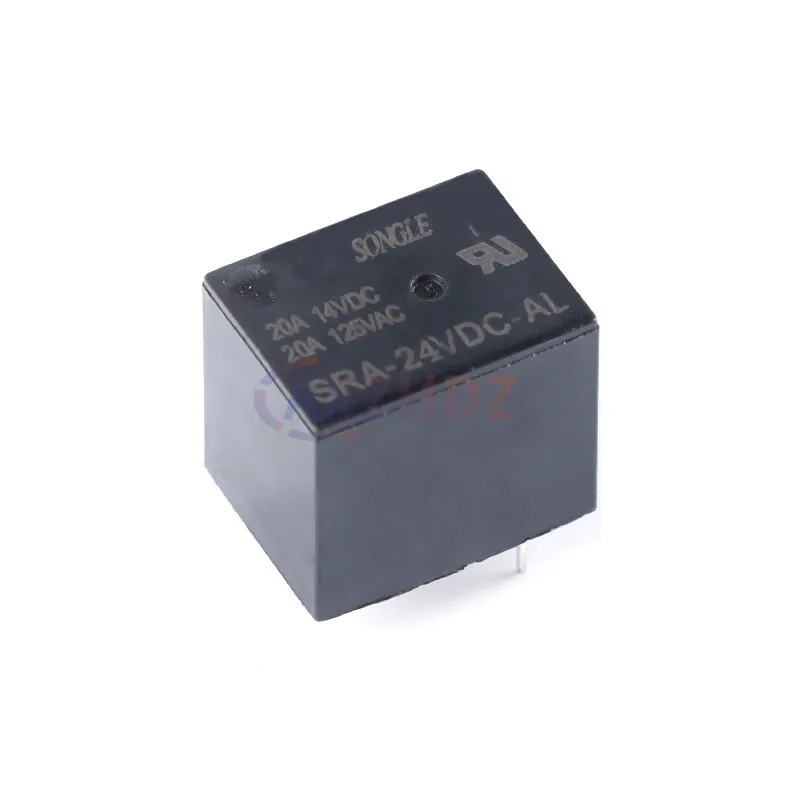 5 uds 5V 12V 24V 4Pin SRA-05VDC-AL 12VDC-AL 24VDC-AL 20A 14V DC 125V AC relé de potencia negro relé de automóvil normalmente abierto