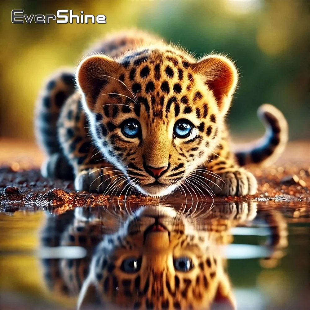 Evershine Diamant-Mosaik Tier Vollquadrat-Bohrer Kreuzstich-Gemälde Leopard Strass-Bild Mosaik-Wandkunst