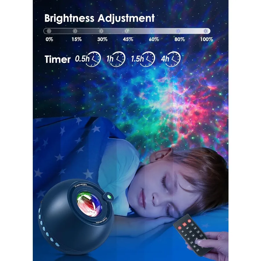 15 لونًا مع 360 وضع إضاءة و15 خيارًا للضوضاء البيضاء للاسترخاء والأجواء ومكبر صوت بلوتوث متكامل Galaxy Ne