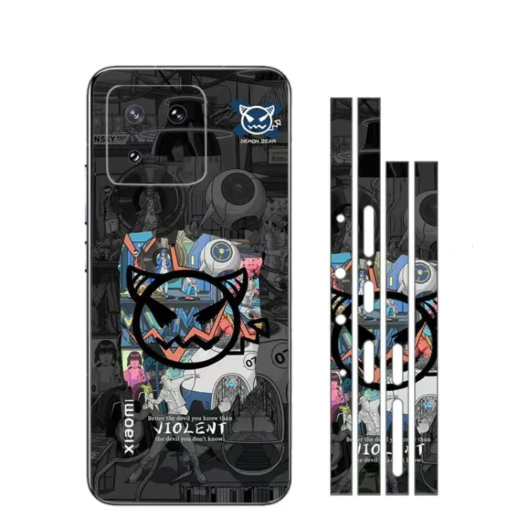 3M Full Cover Cute Pattern Matte Film Skin Phone Back +Side Sticker For XIAOMI 13 Ultra 13 Pro MI 14 Cartoon Wrap