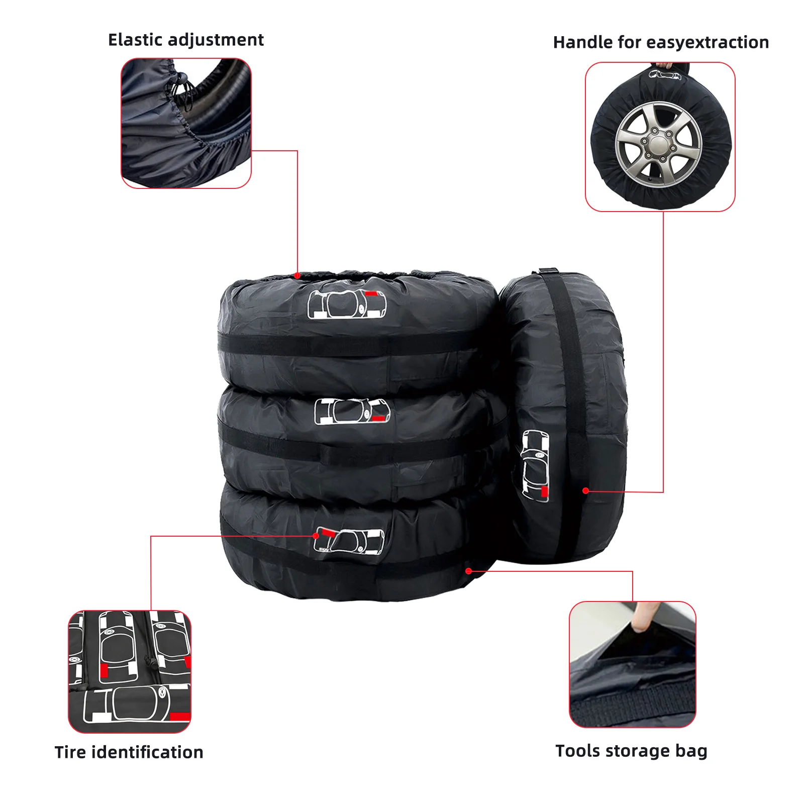 4Pcs/Lot Car Spare Tire Cover Auto Wheel Tire Storage Bags Dustproof Protective Cover Car Styling Vehicle Tyre Accessories