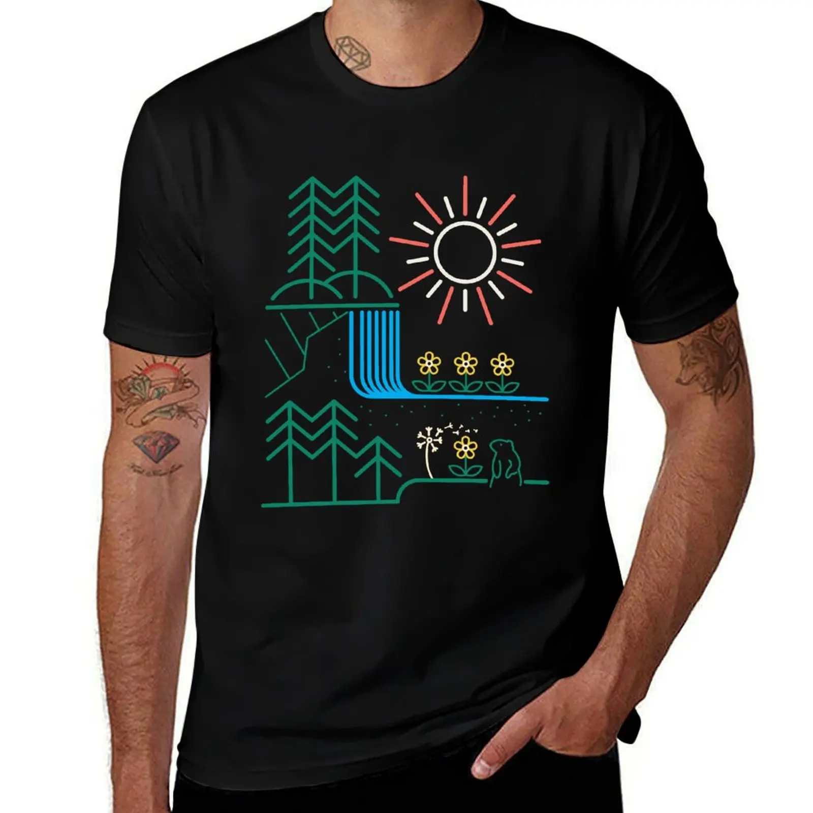 

Wild Spring Day - Geometric, Spring, Groundhog, Forest, Flowers, Floral T-Shirt Work Daily Short Sleeve Top