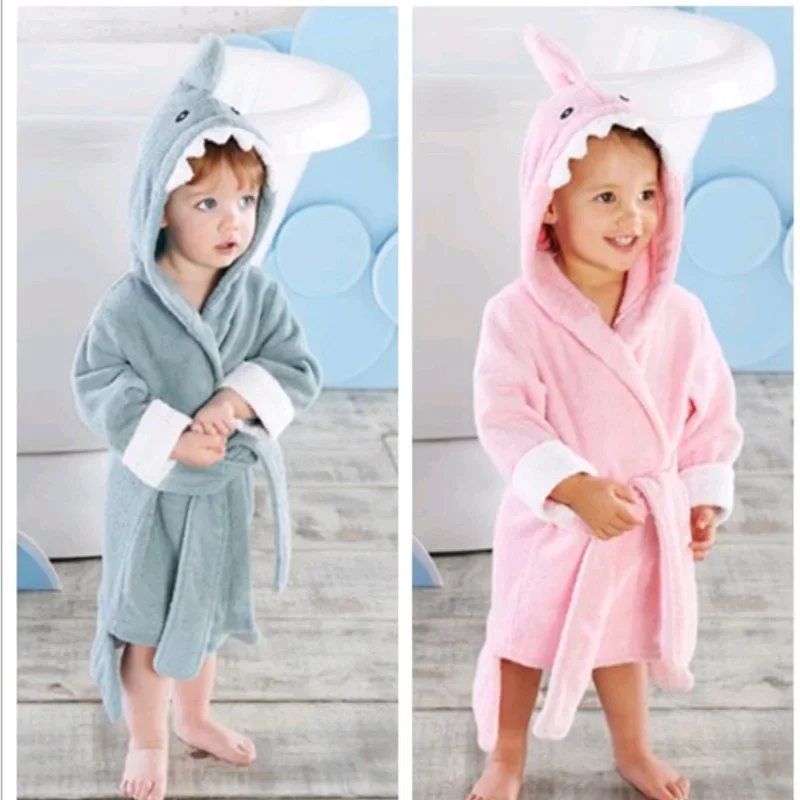 2-6 Y Baby Bathrobe Cartoon Hoodies Girl Boys Sleepwear Good Quality Bath Towels Kids Soft Bathrobe Pajamas Kids Beach Towels