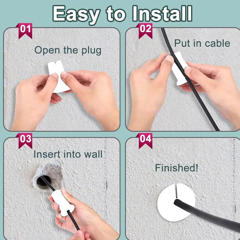 4PCS Rubber Cable Routing Kit 1*2in White Cable Pass Through Grommet Wall Grommet for Starlink Neatening Cables