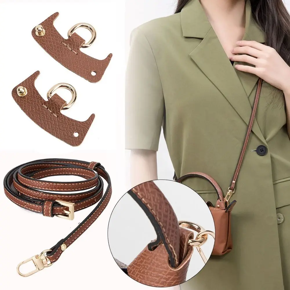 Bag Transformation Accessories for Longchamp mini Bag Straps Punch-free Genuine Leather Shoulder Strap Crossbody Buckle