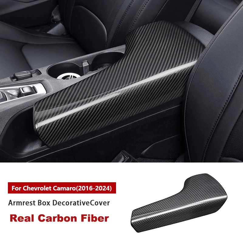 

Real Carbon Fiber For Chevrolet Camaro 2016-2020 2021-2024 Armrest Box Cover Decorative Sticker for Camaro Interior Accessories