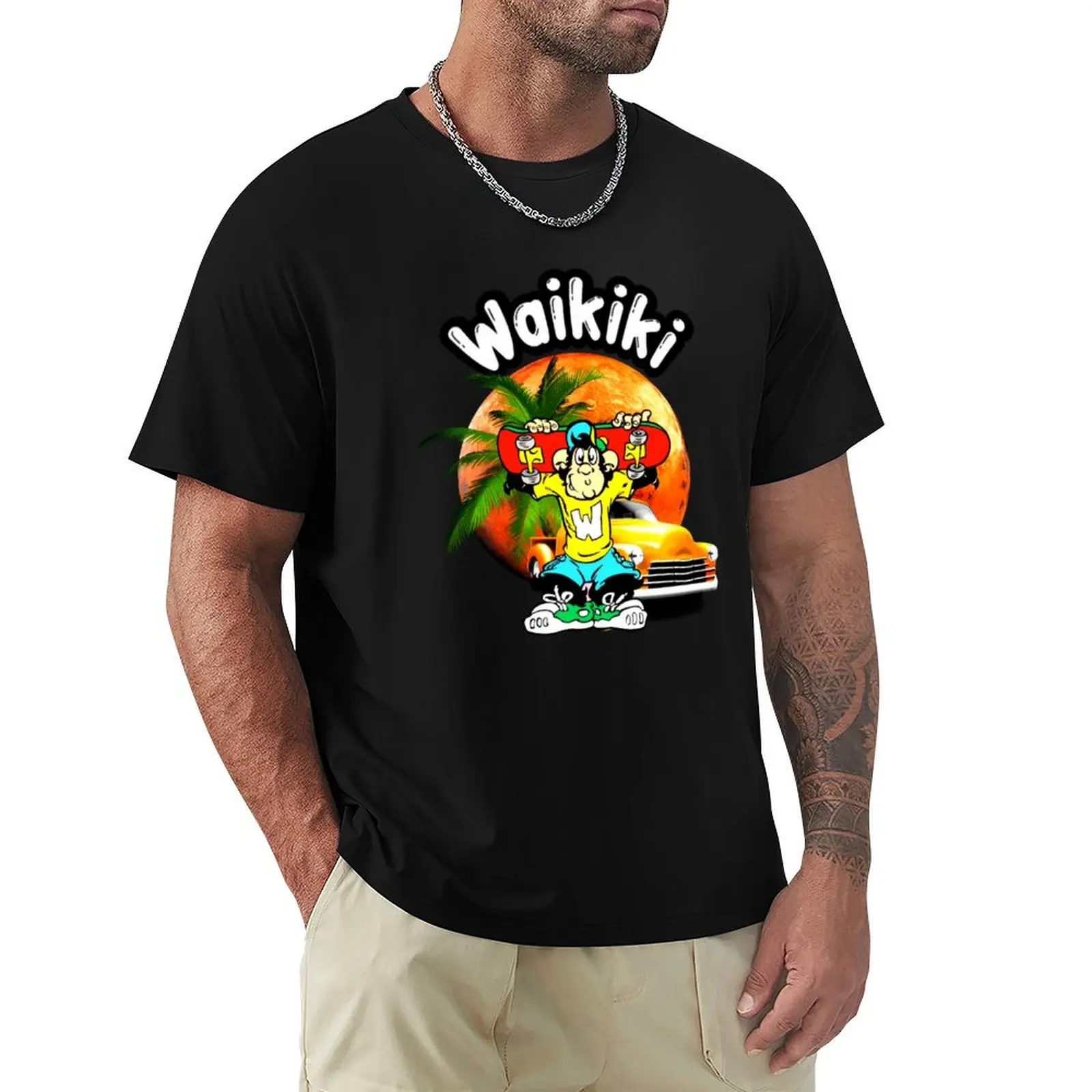 Waikiki, friends T-Shirt Simple Line Art Print Tee