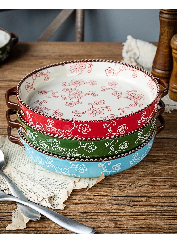 

Hand-painted Household Dishes Binaural Soup 8.8/10.8 Inch Ceramic