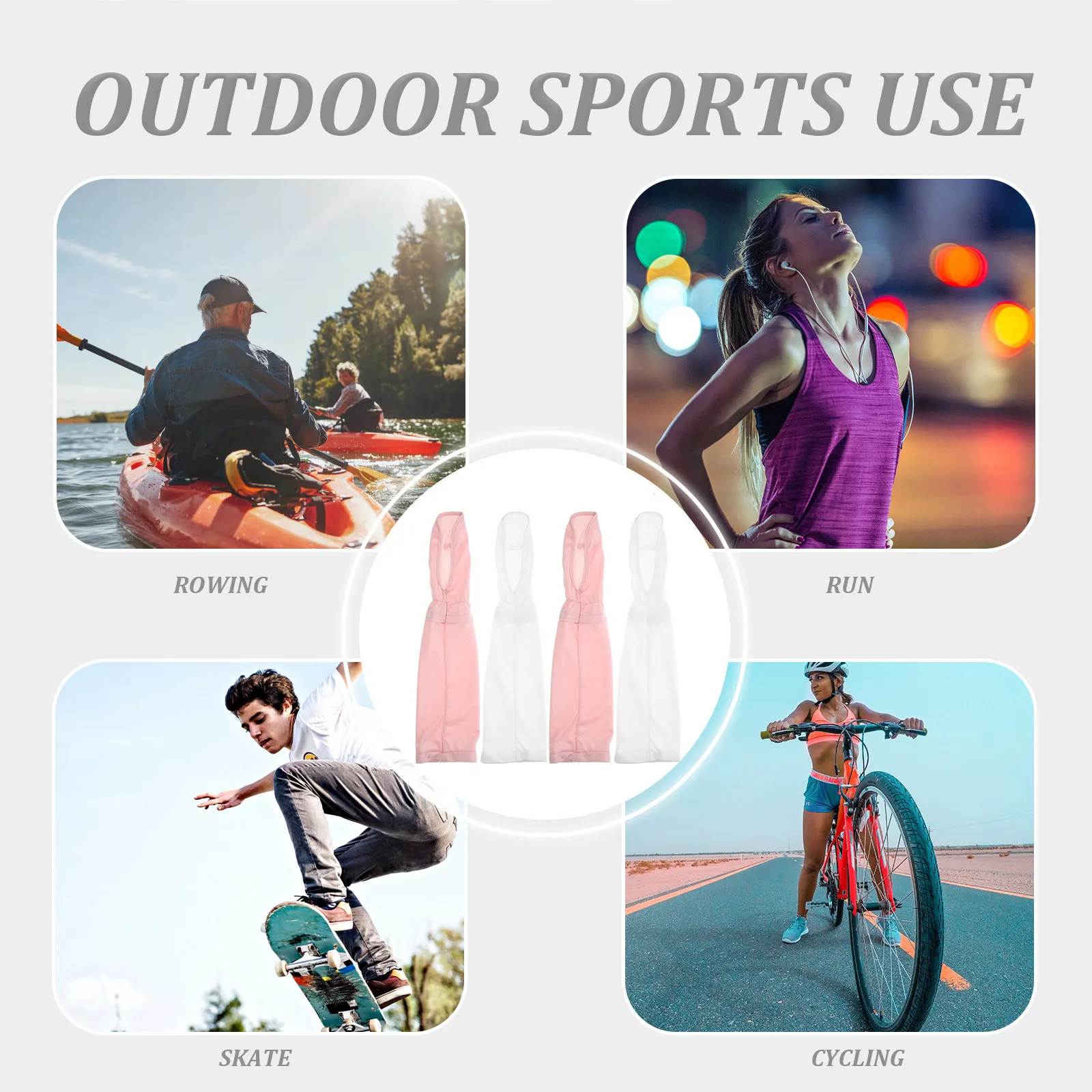 

2Pairs Sun Protection Arm Sleeves Uv Protection Cooling Breathable Elastic Arm Covers for Outdoor Sports Hiking Cycling Driving