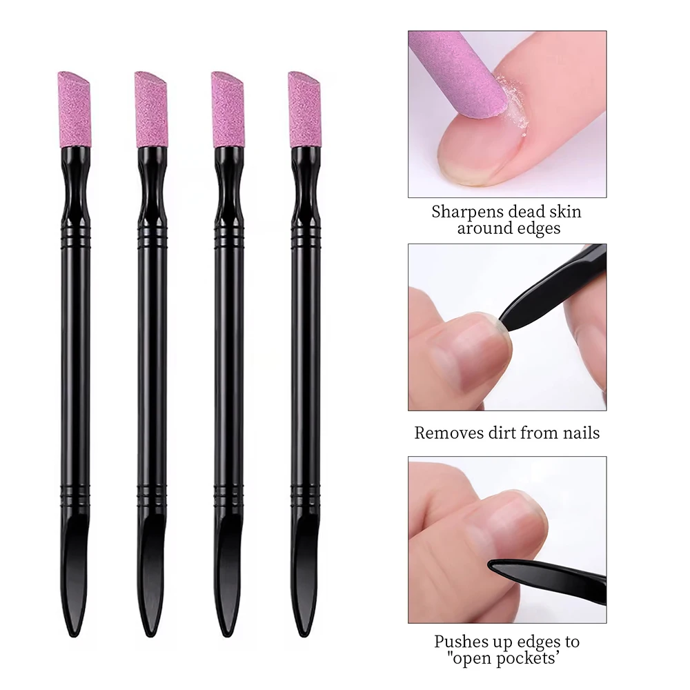 1/4PC Nails Art Quartz Grinding Pen Nail Cuticle Scissors Dead Skin Remover UV Gel Polish Manicure Stick Files Accessories Tools