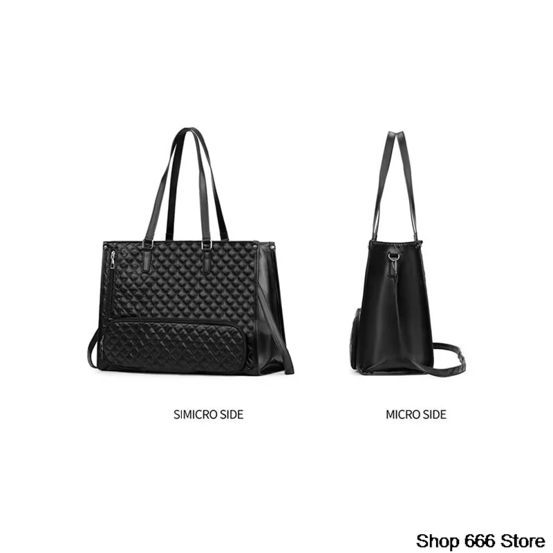 New 2-in-1 Handbag Lunch Bag Combo Bag Large Capacity Tote Bag Insulated Lunch Box Women Slanting Computer Bag