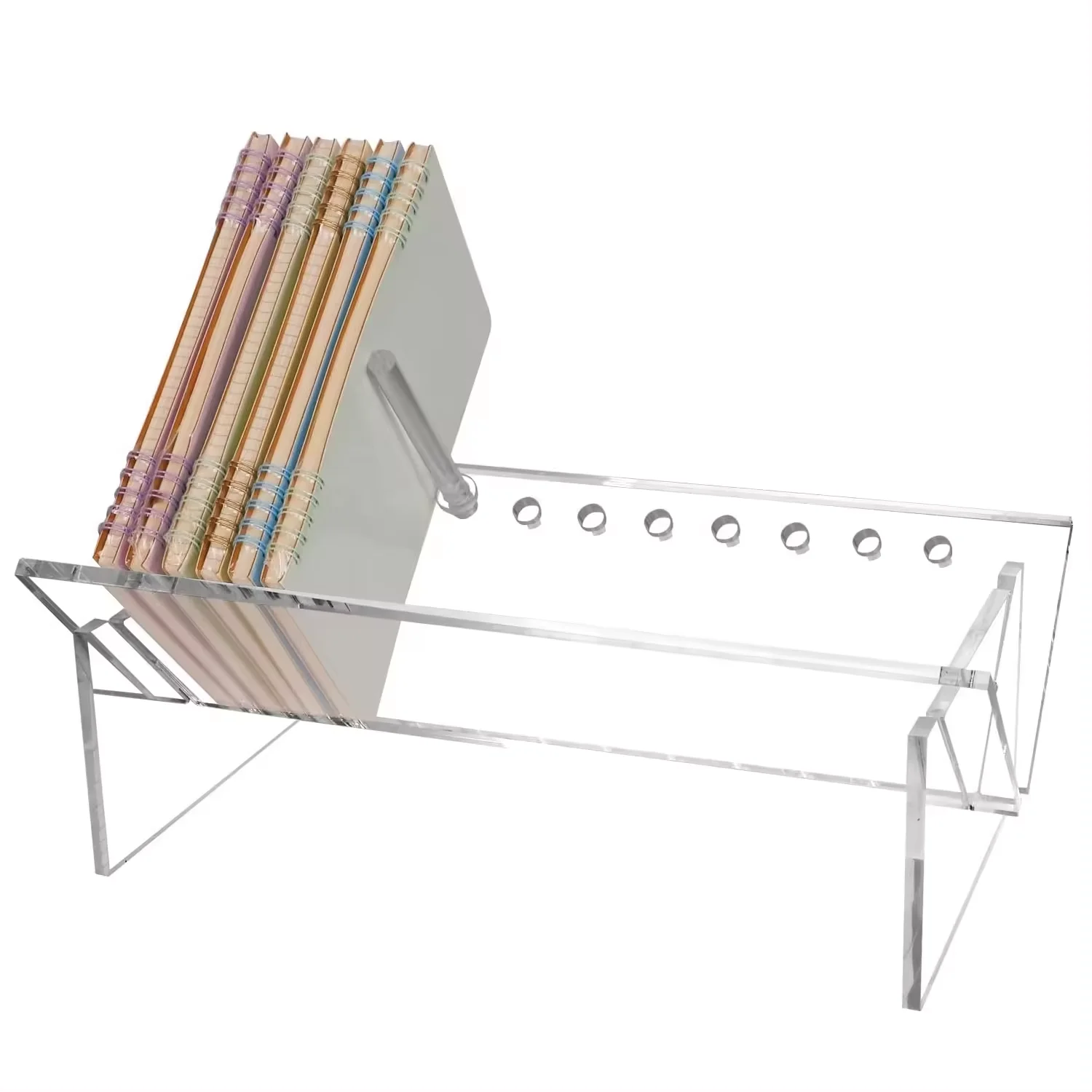 

Акриловая настольная книжная полка, прозрачные книжные шкафы для домашнего офиса, органайзер для книг, стеллаж для хранения журналов, акриловый дисплей для книг