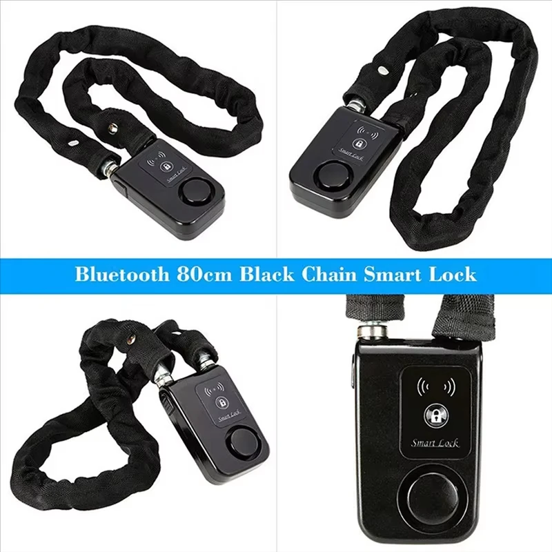 Bluetooth Smart Chain Lock Keyless Lock For Bike/Motorcycle Gate/Door With Anti Theft Alarm 110Db Phone APP Contro view 3