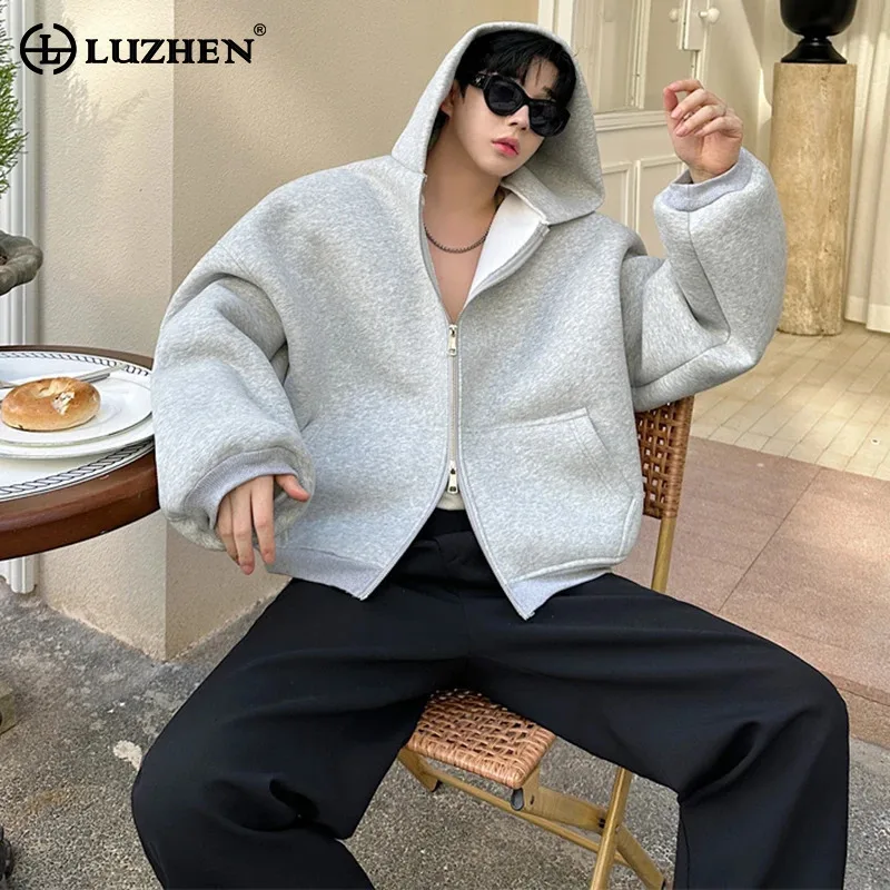 LUZHEN Hoodie Cardigan Zipper New In Sweatshirts Baggy American Designer Men's Sportswear Street Stylish Casual Jackets LZ7981