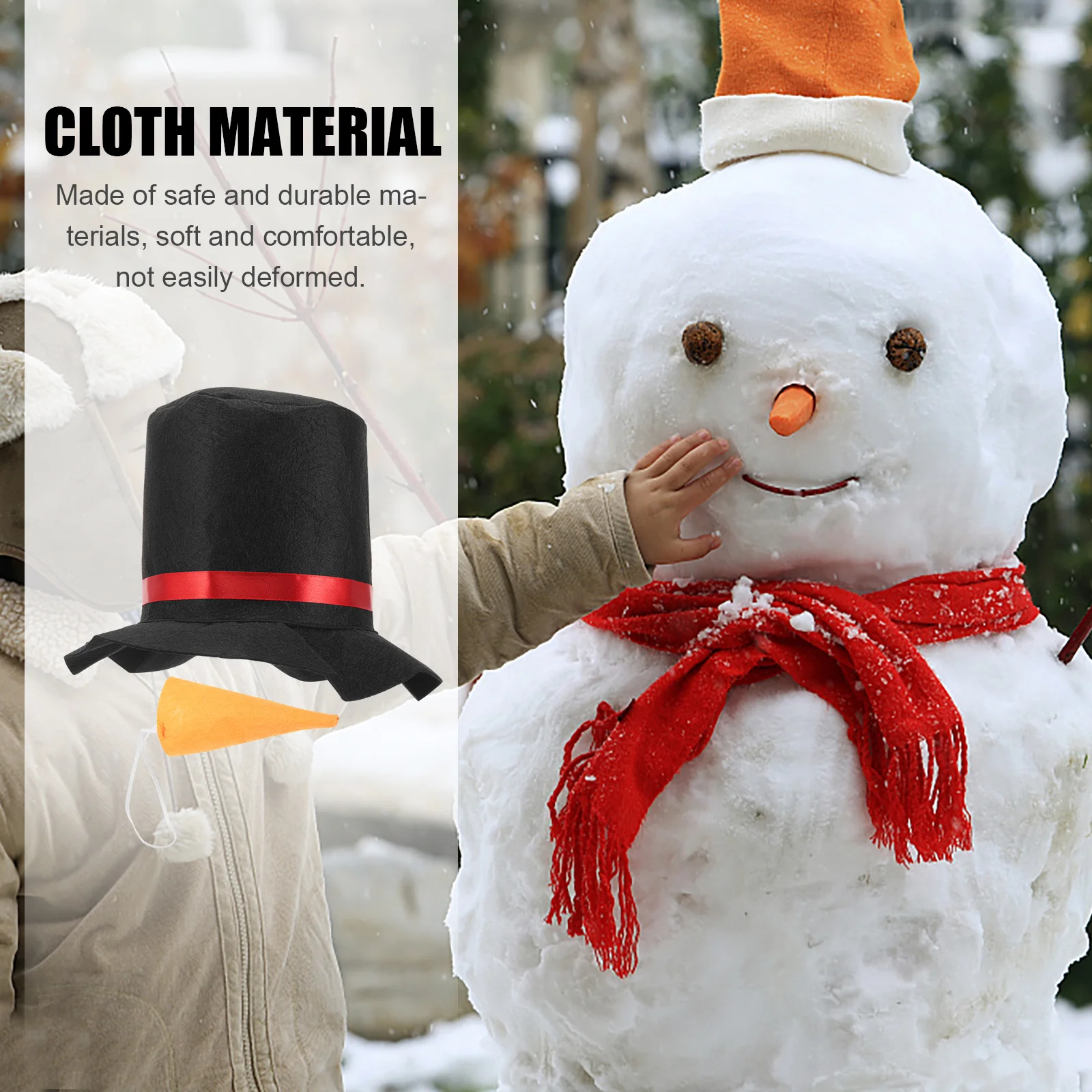 Snowman Topper Hat Cosplay Christmas Costume Cap and Nose Party Favor Photography Prop Making