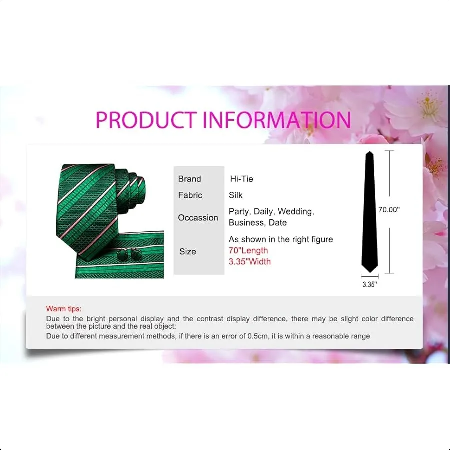 مجموعة ربطات عنق HiTie مقاس 63 بوصة 70 بوصة للرجال من الحرير طويلة جدًا وأزرار أكمام مربعة للجيب وربطة عنق بيزلي لحفلات الزفاف التجارية