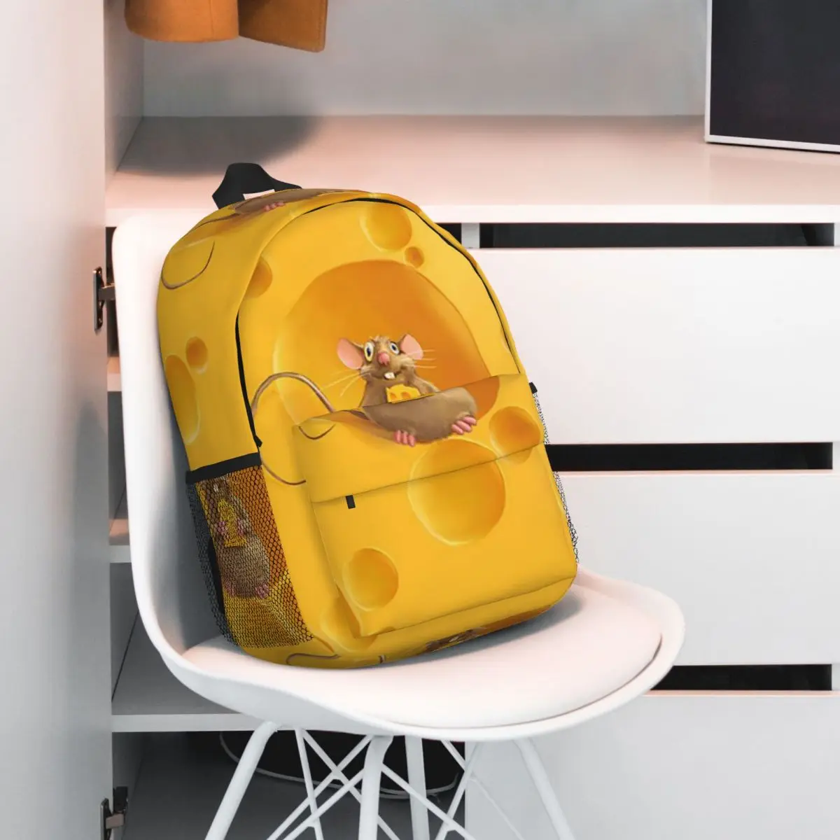 Cartoon Mouse And Cheese Backpack Student BookBag Kids School Bag Computer Shoulder Bags for Men Women