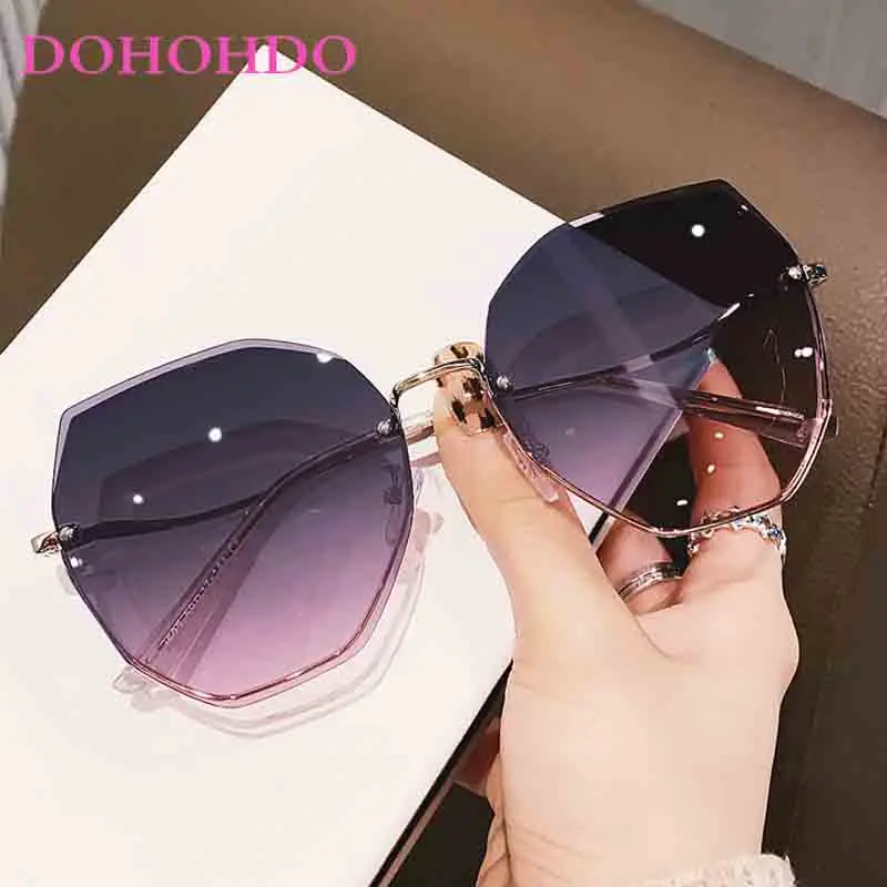 

New Borderless Fashionable Sunglasses Women UV Protection Irregular Round Oversized Glasses Luxury Brand Be All Match Sunglasses