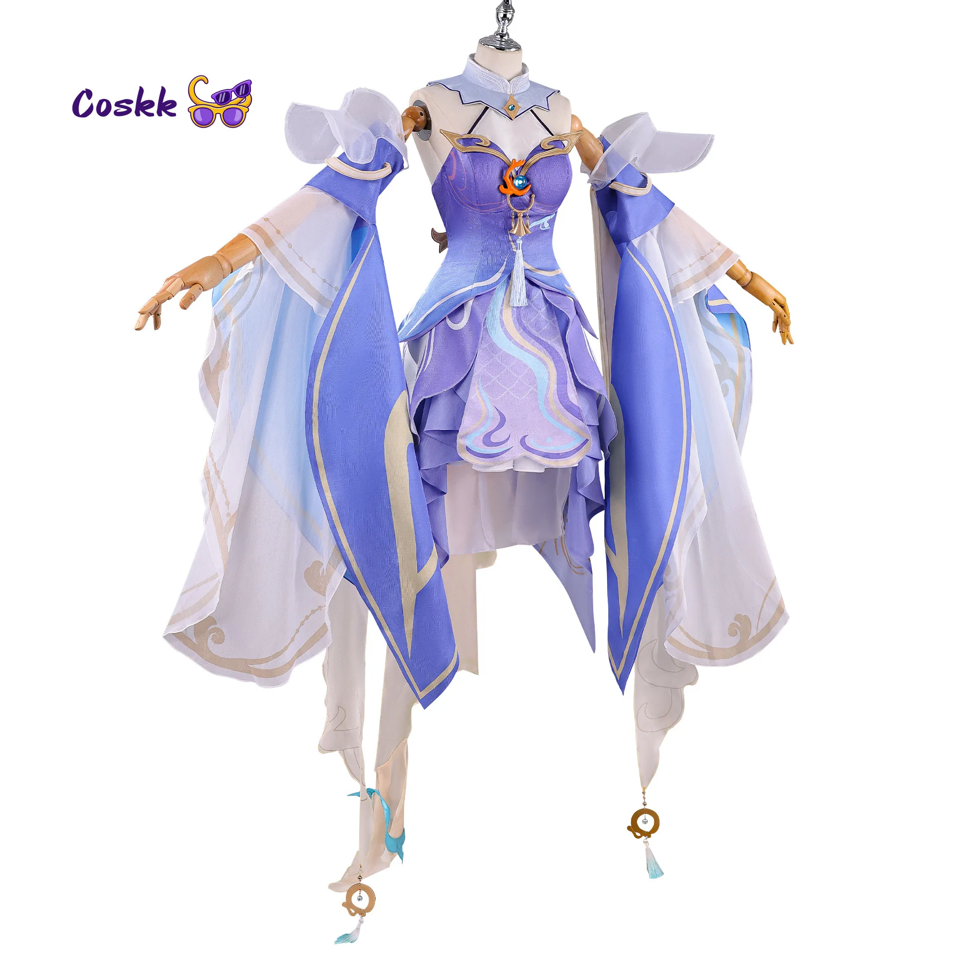 Honor of Kings Xi Shi Azure Dragon Violet Bloom Cosplay Costumes Girl's Complete Set Game Outfit for Carnival Halloween - Detail 1