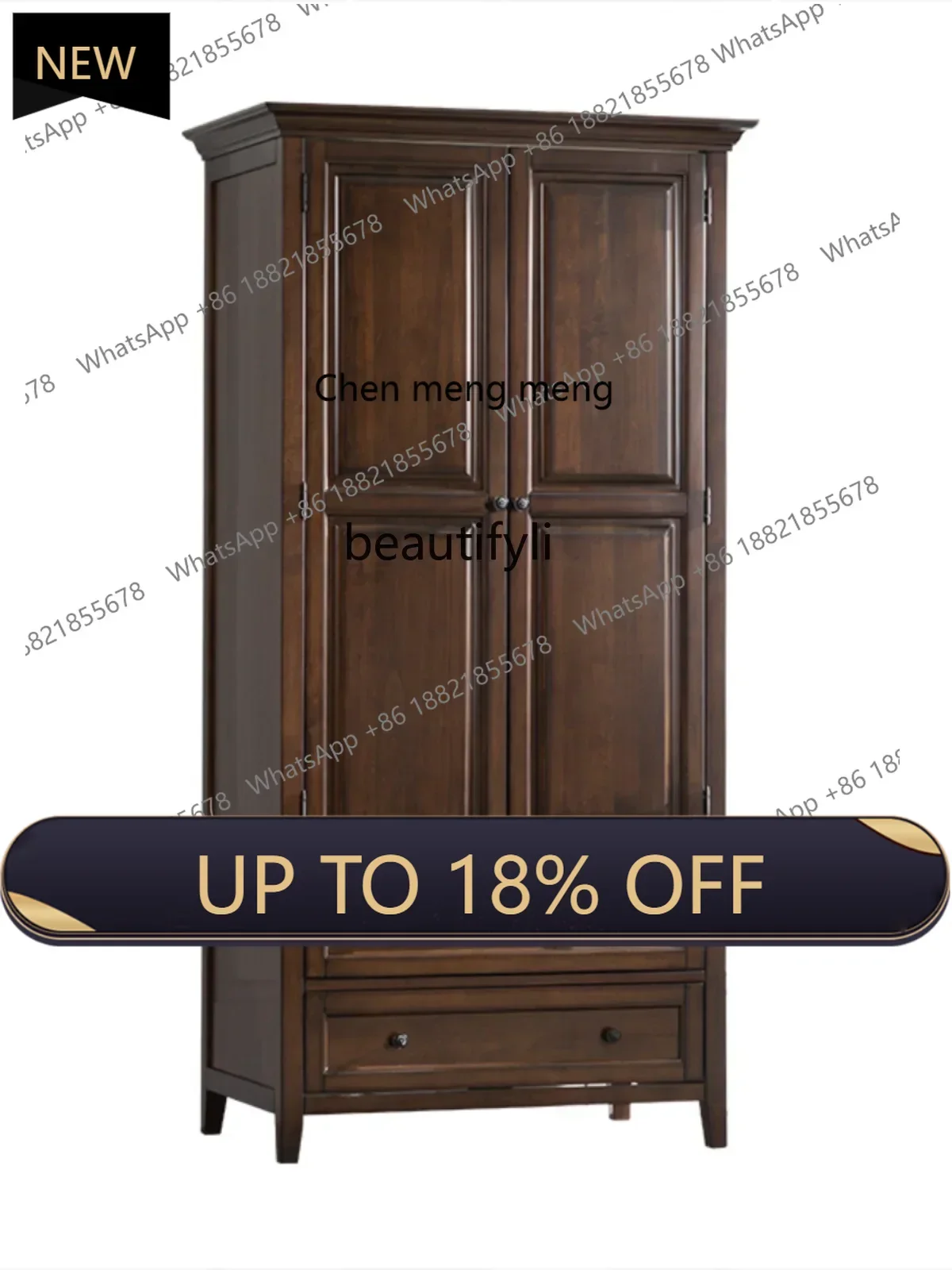 

P178 American Bedroom SolidWood AssemblyClothesHangerCabinet Vertical Hinged Door Two-Door Three-Door Combination Solid Wood War