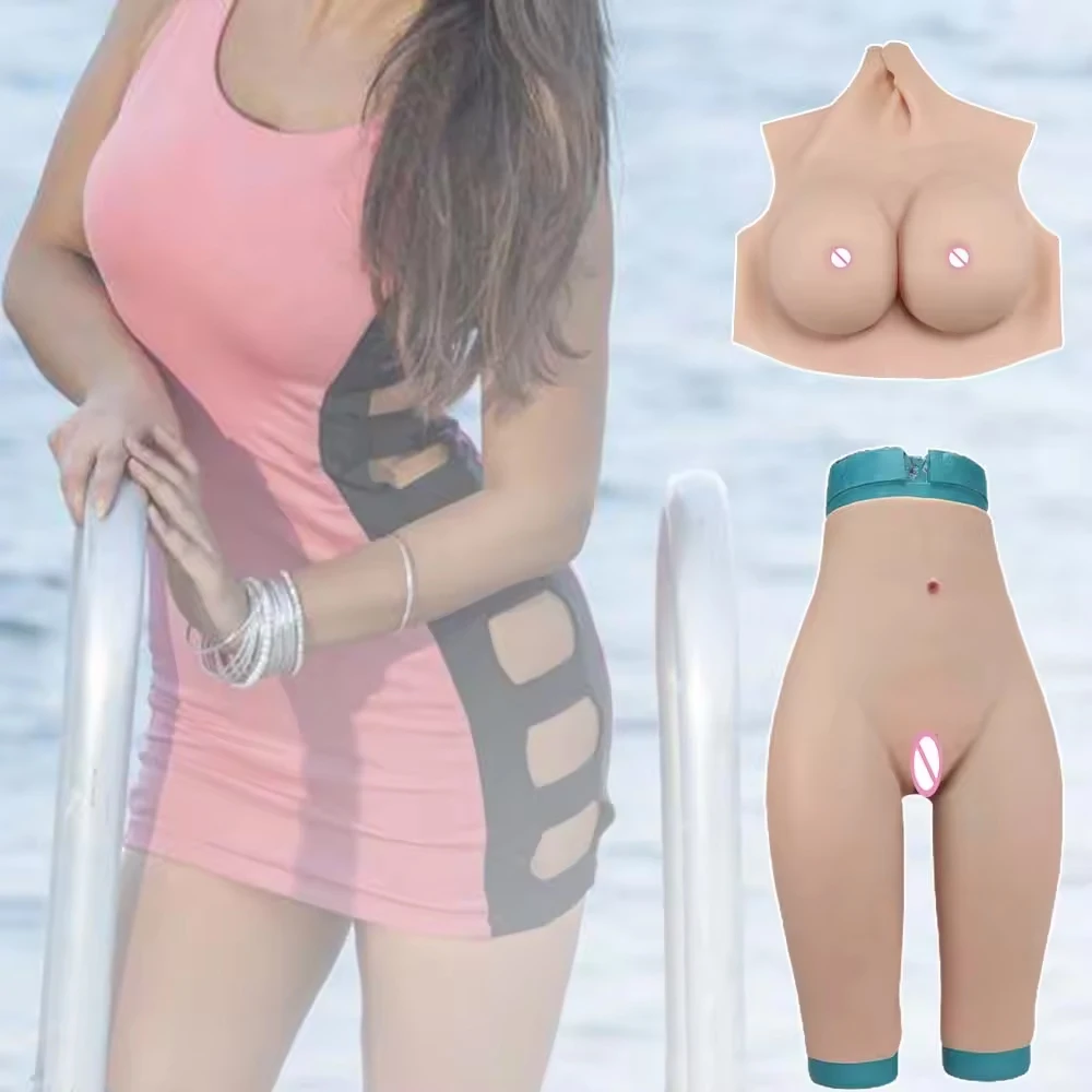 Crossdresser Fake Bodysuit Silicone Beast Forms and Realistic Vagina Pussy Panties Buttock Enhancer Underwear Male To Female