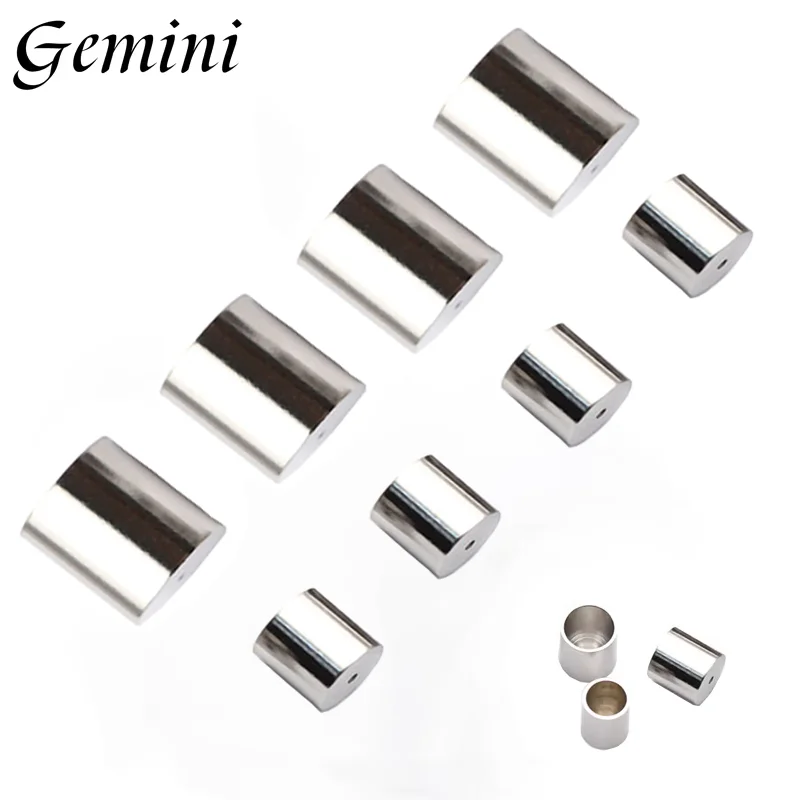 100Pcs Stainless Steel Hole Size 2.5/3/4/5/6/8mm End Caps Tube Tassel End Beads Leather Bracelet Jewelry Making Accessories