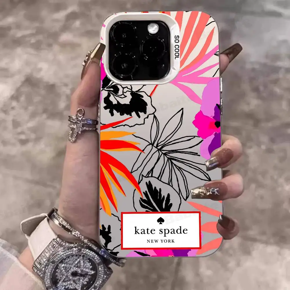 حافظة هاتف K-Kate S-Spade Flower لهاتف آيفون 17 16 15 14 13 12 11 Pro Max Plus Pro غلاف ملون