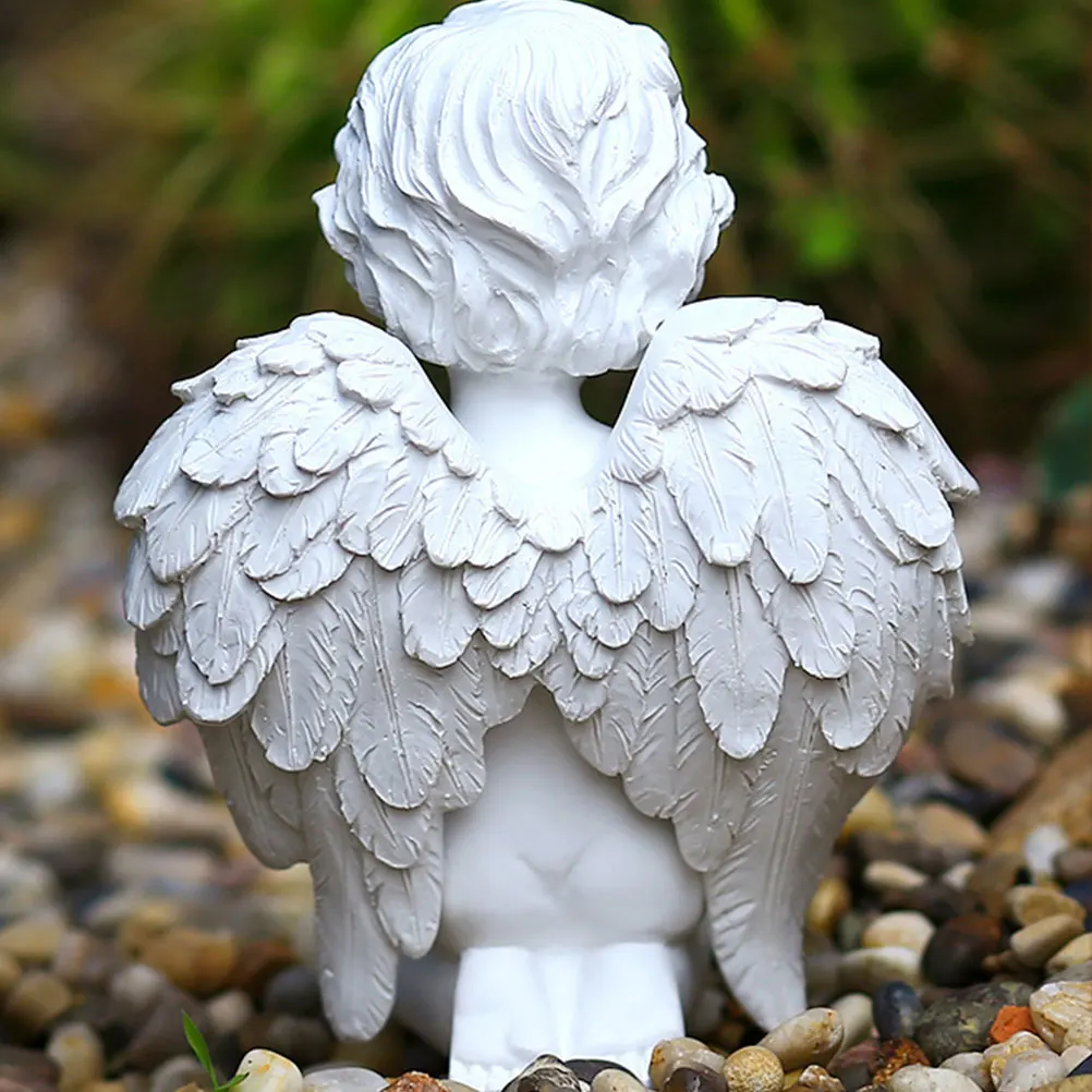 

1pc Angel Figurine Resin Ornament Lovely Desktop Craft Adornment Home Decor Kids Room Christmas Gift Miniature Model Compact