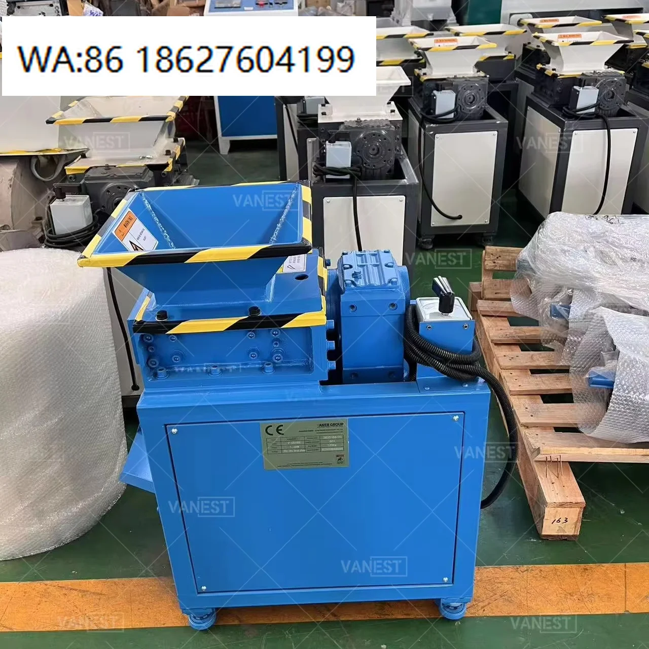 Energy Saving Hydraulic Pusher Textile Shredder, fabric scrap heavy duty industrial grade recycling processing unit