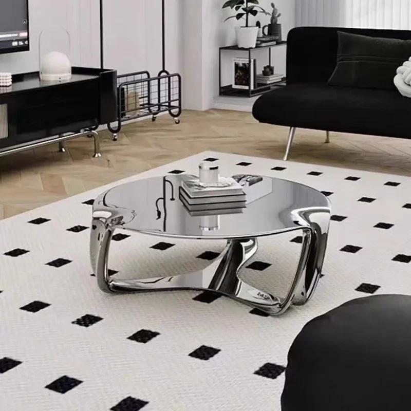 Modern creative light luxury FRP electroplating hollow cloud coffee table model room living room special-shaped irregular tea