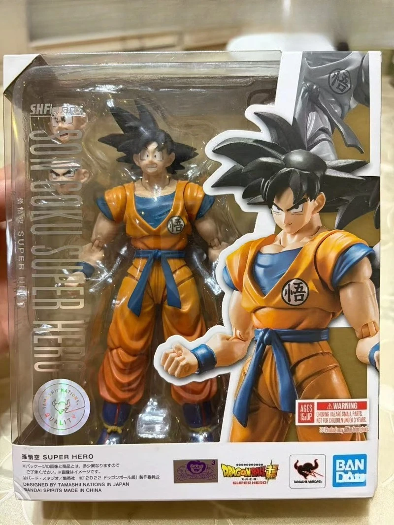 

Bandai Genuine SHF Black-haired Goku Dragon Ball Super Theatrical Superhero Sun Wukong Action Figure Collection Gift
