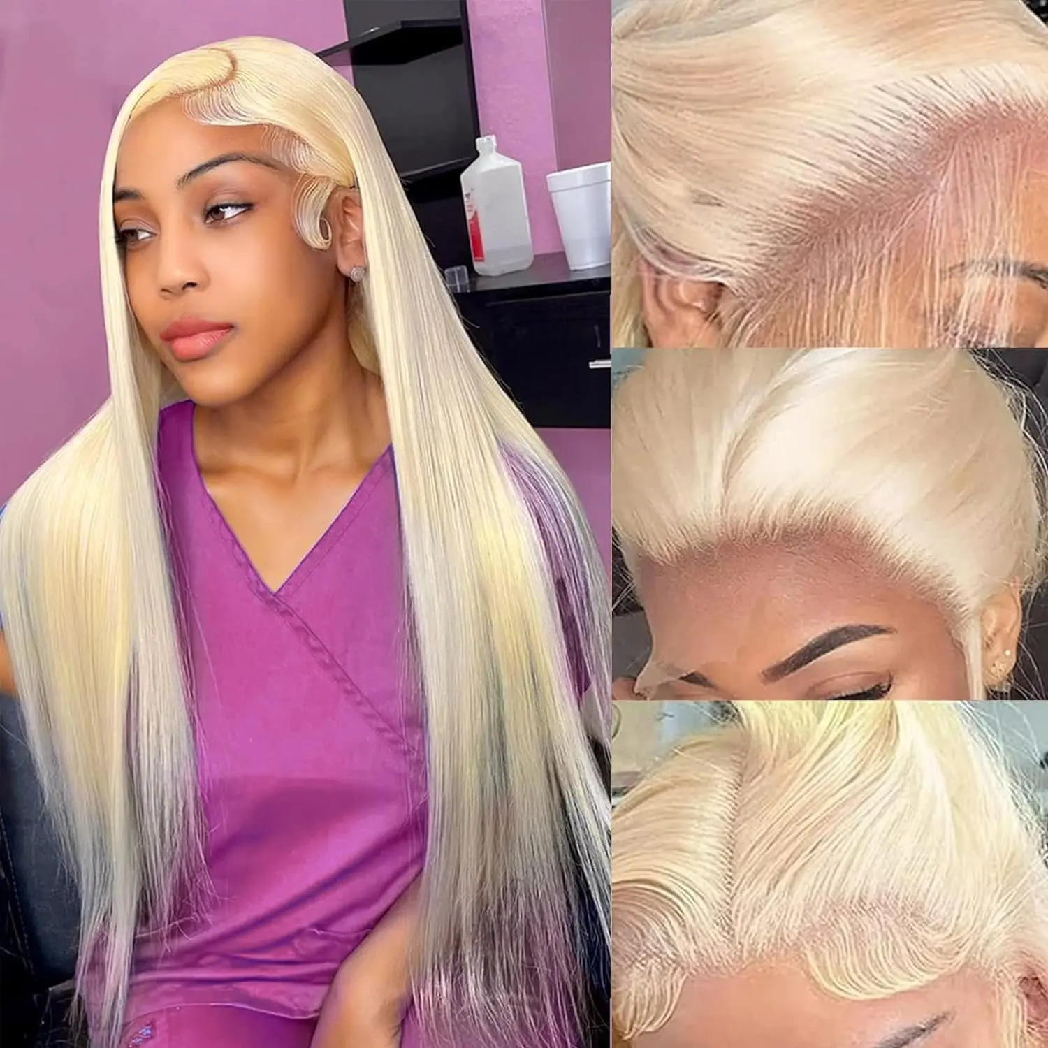 Melodie 613 Blonde 13x6 HD Lace Frontal Wig 13x4 Glueless Human Hair Wigs Straight Pre Bleached Brazilian 220%