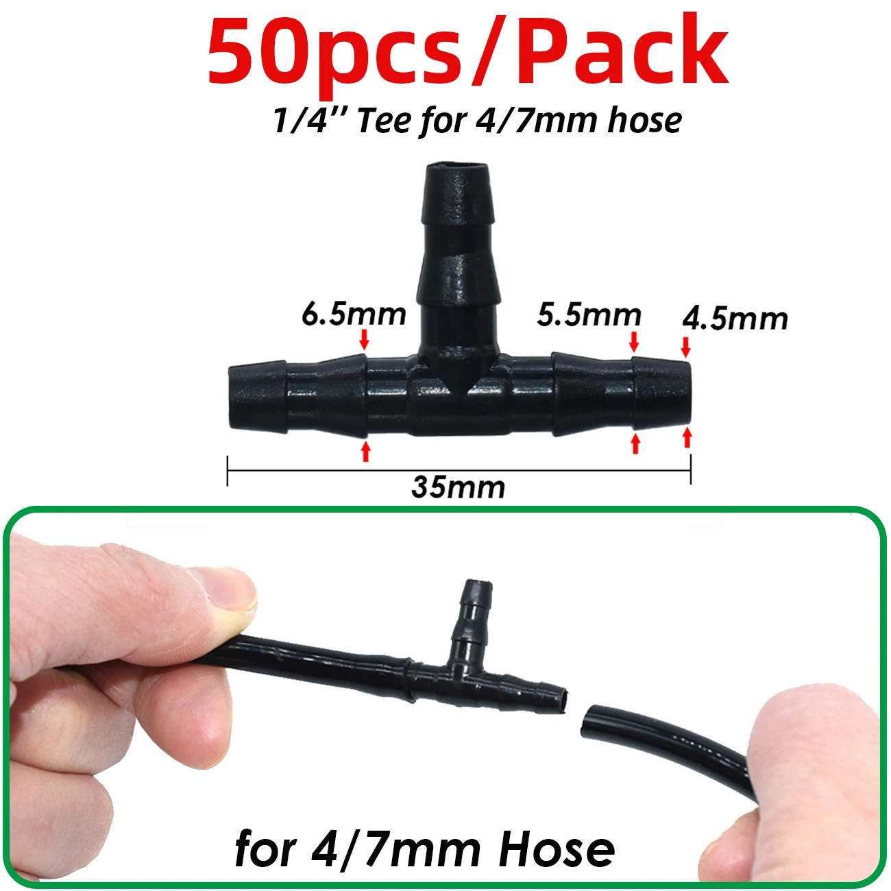 Sprycle 50 szt. 4/7mm 3/5mm zestaw nawadniania kropelkowego do węży kolczaste trójnik krzyżowy Eng przejściówka Adapter do złącza wody ogrodowych