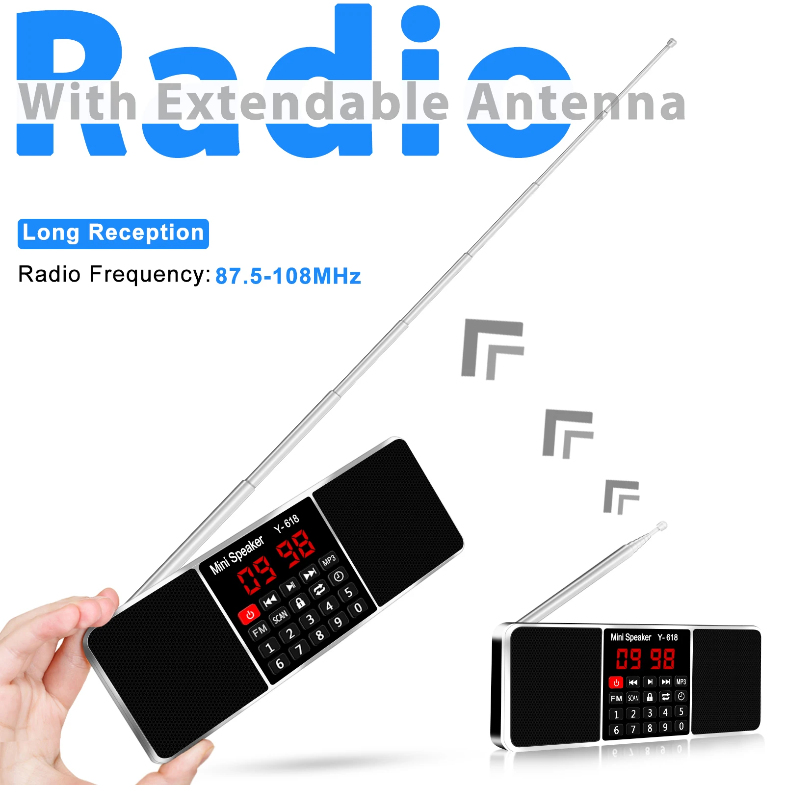 Цифровой FM-радиоприемник Lefon, динамик, стерео MP3-плеер, поддержка TF-карты, USB-накопитель, светодиодный дисплей, время отключения, портативные