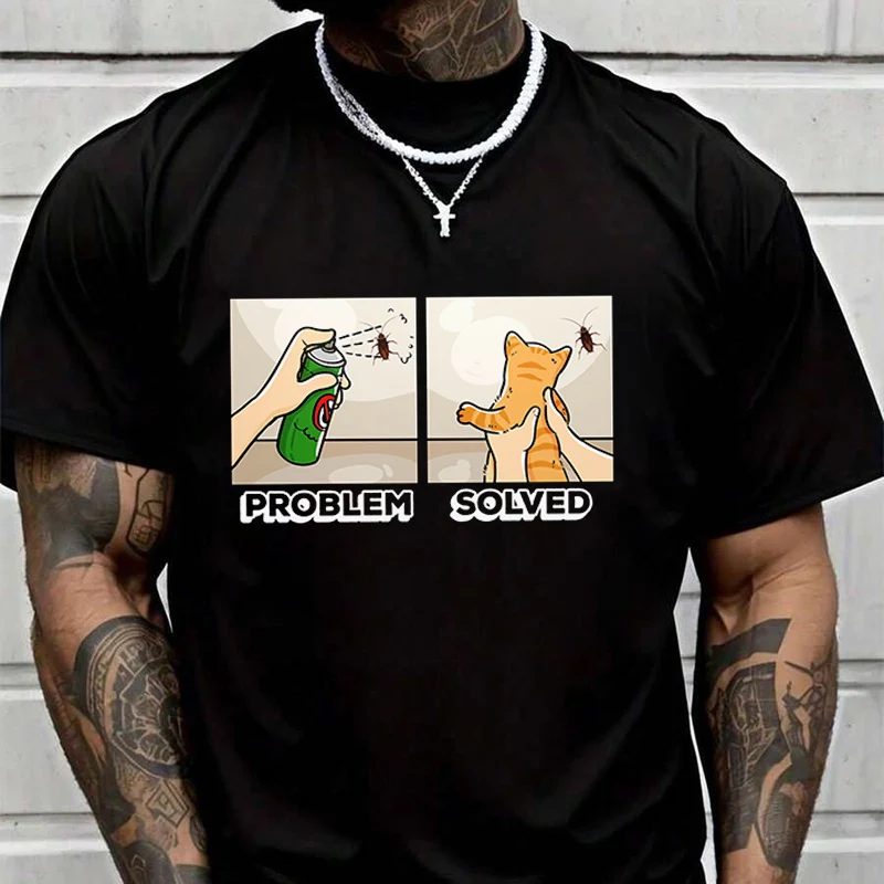 

Мужская и женская футболка с милым котом, повседневная одежда, футболка в стиле хип-хоп, уличная одежда