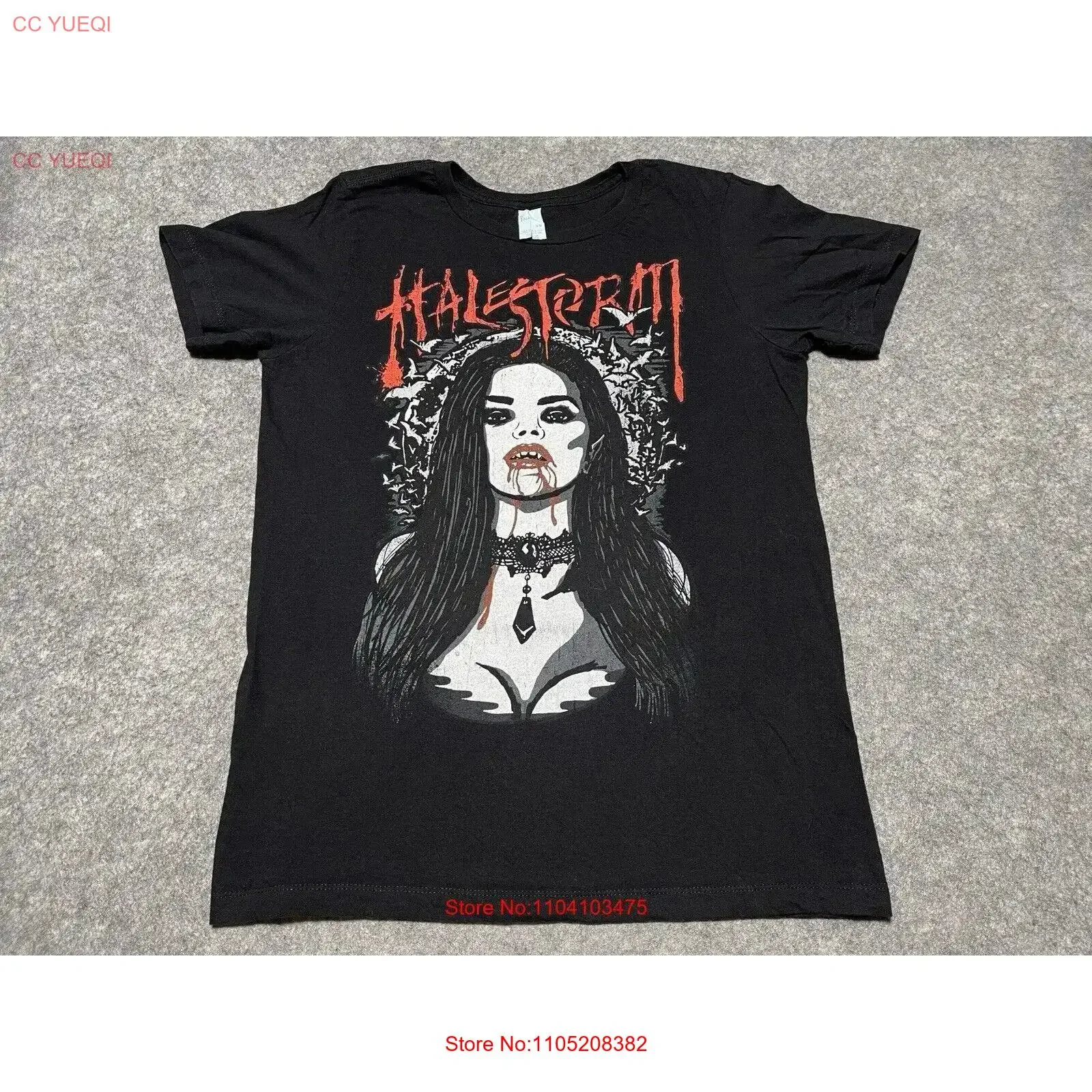 تي شيرت Halestorm vampire Suck Blood Rock Band Concert Tour تي شيرت نسائي L عتيق مغسول مريح مصمم جرافيك ملابس ناعمة
