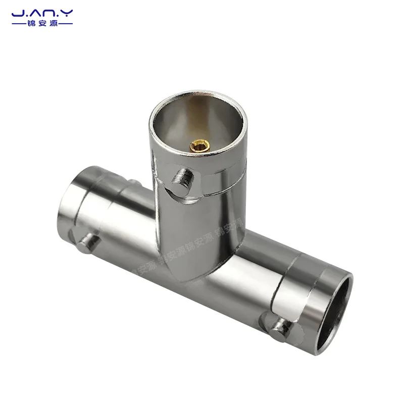 1 piece T-type 75 ohm BNC female three-way RF coaxial distributor Q9 video signal one in two out adapter