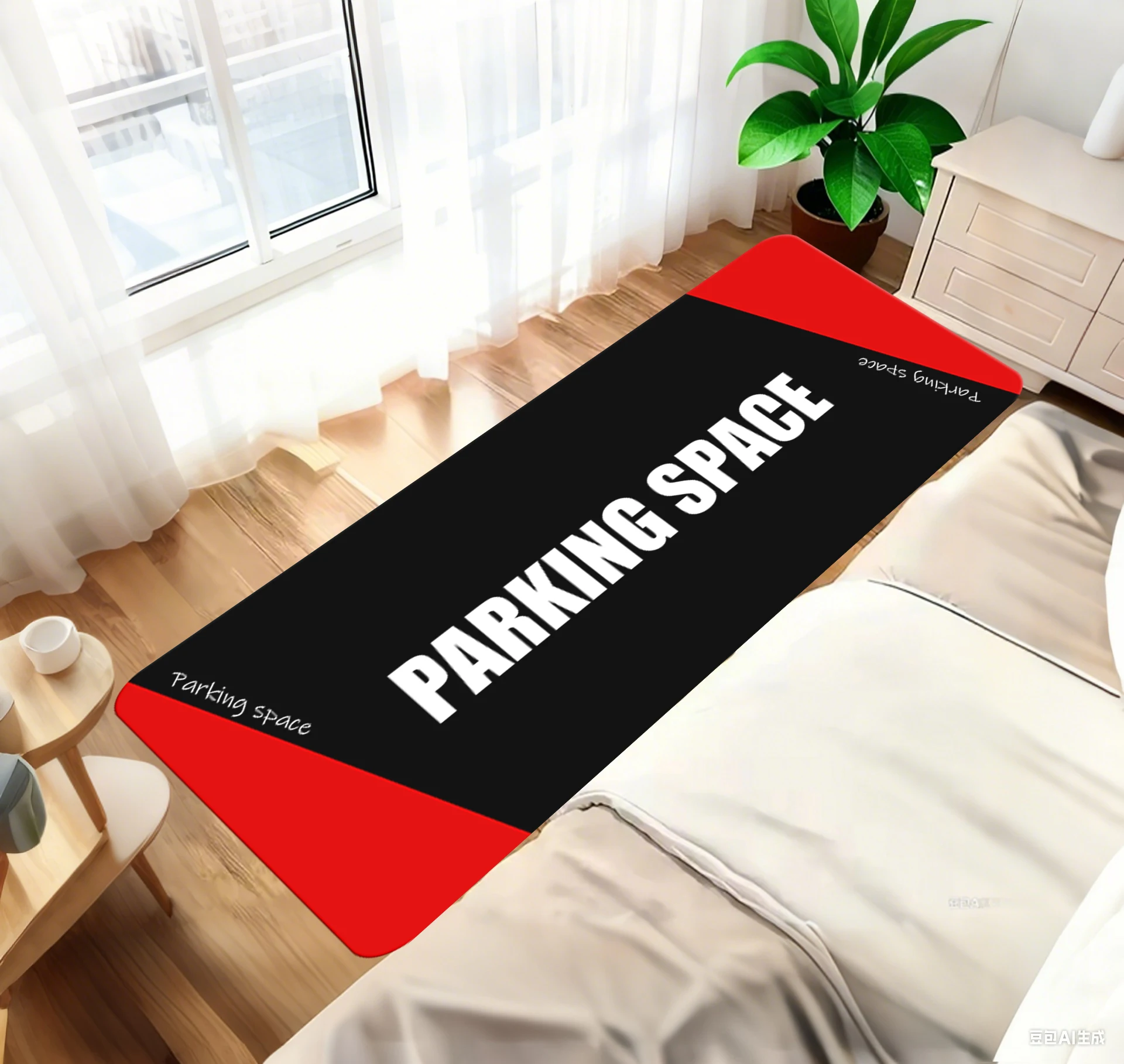 Racing themed carpet, machine washed, stain resistant, anti slip motorcycle display mat, suitable for bedroom, garage, and home