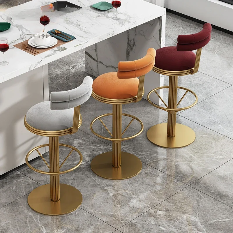 Dining Kitchen Counter Bar Stools Luxury Height Adjustable Iron Bar Stool Lightweight Swivel Taburete Alto Cocina Bar Furniture