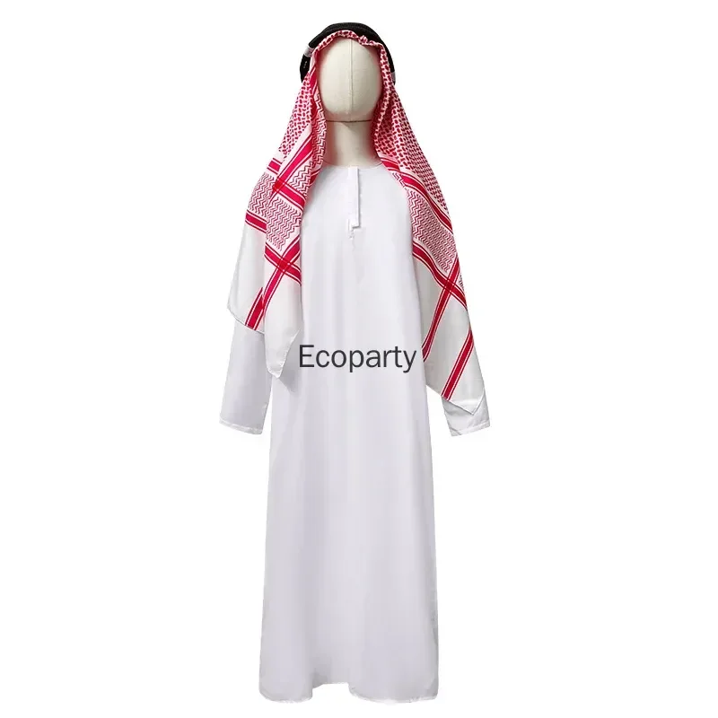 جديد الكبار الرجال العربية الشيخ زي الشرق الأوسط الملابس سلطان الأبيض رداء أحمر عقال بوريم هالوين فستان بتصميم حالم