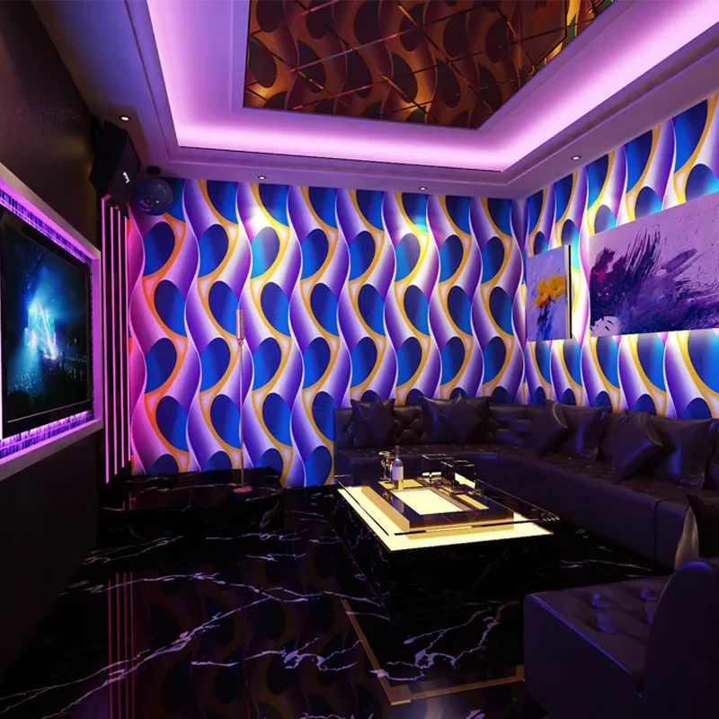 Ktv wallpaper karaoke bars flash wall covering 3d reflective grid geometric pattern theme box background wall wallpaper