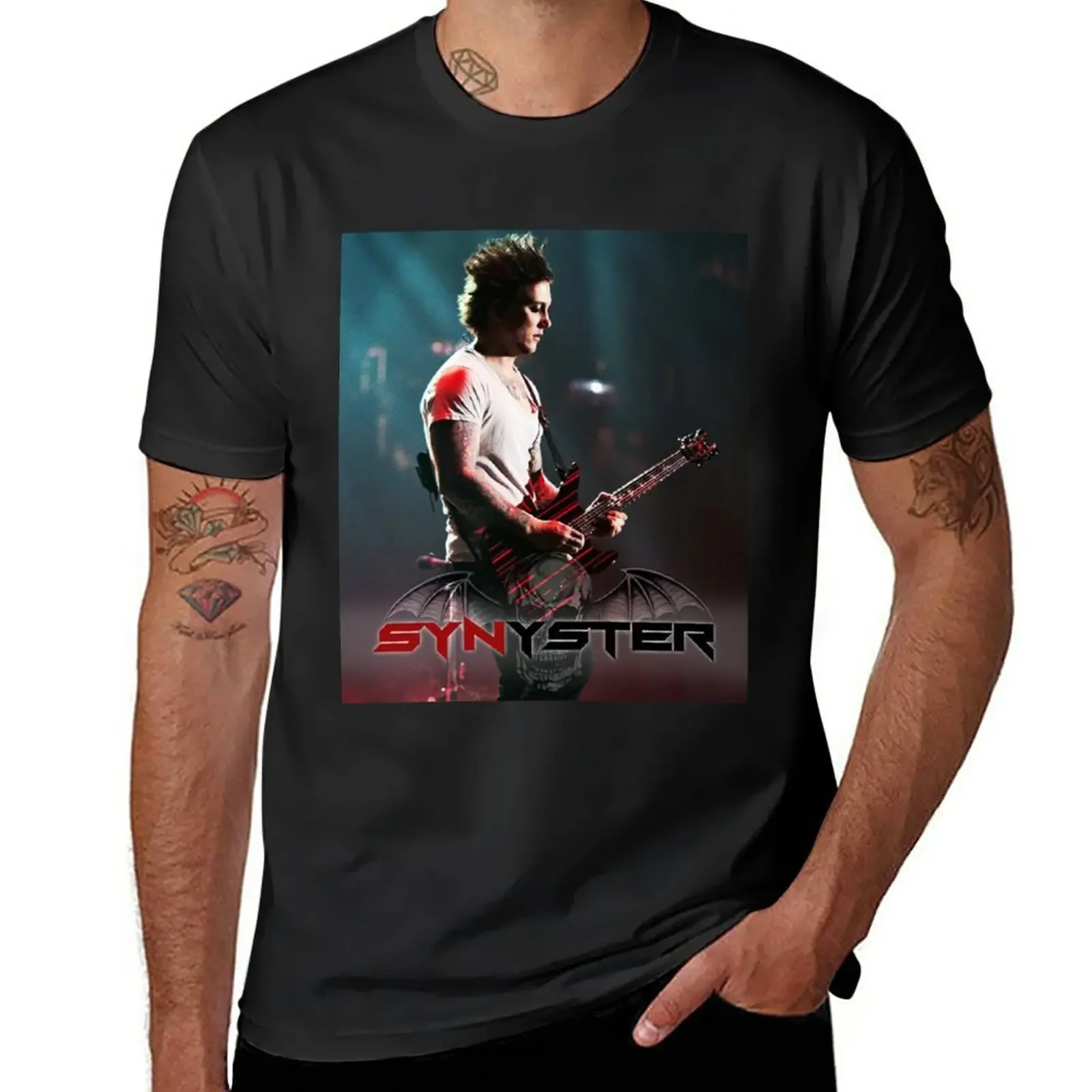 New Synyster Gates T-Shirt black t shirt vintage clothes t shirt man slim fit t shirts for men