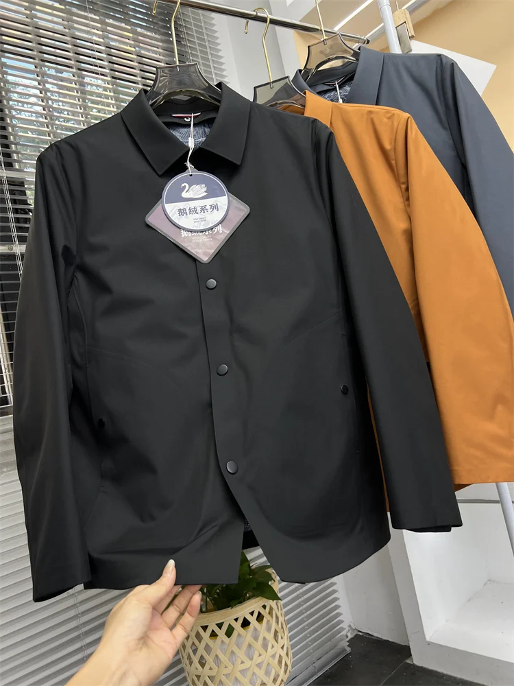 

Мужская повседневная куртка-пуховик с отстегивающейся внутренней подкладкой из гусиного пуха, теплая, с отложным воротником, модная, городская, однотонная.