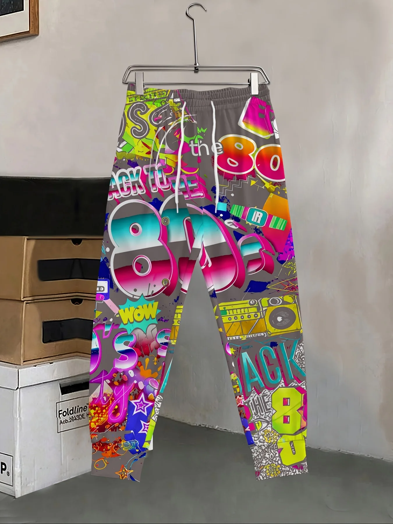 Neuheiten: Trendige 80er-Jahre Retro-Nostalgie-Print Unisex-Jogginghose mit geradem Bein, Hip-Hop-Sweatpants für Party, Alltag und Street-Style – Detail 9