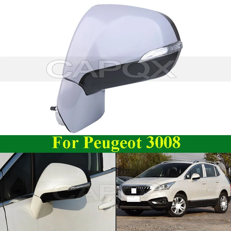 CAPQX Car Side Rear View Mirror  For Peugeot 3008 RearView Reserving Mirror Assy Manual or Electric No Paint Color