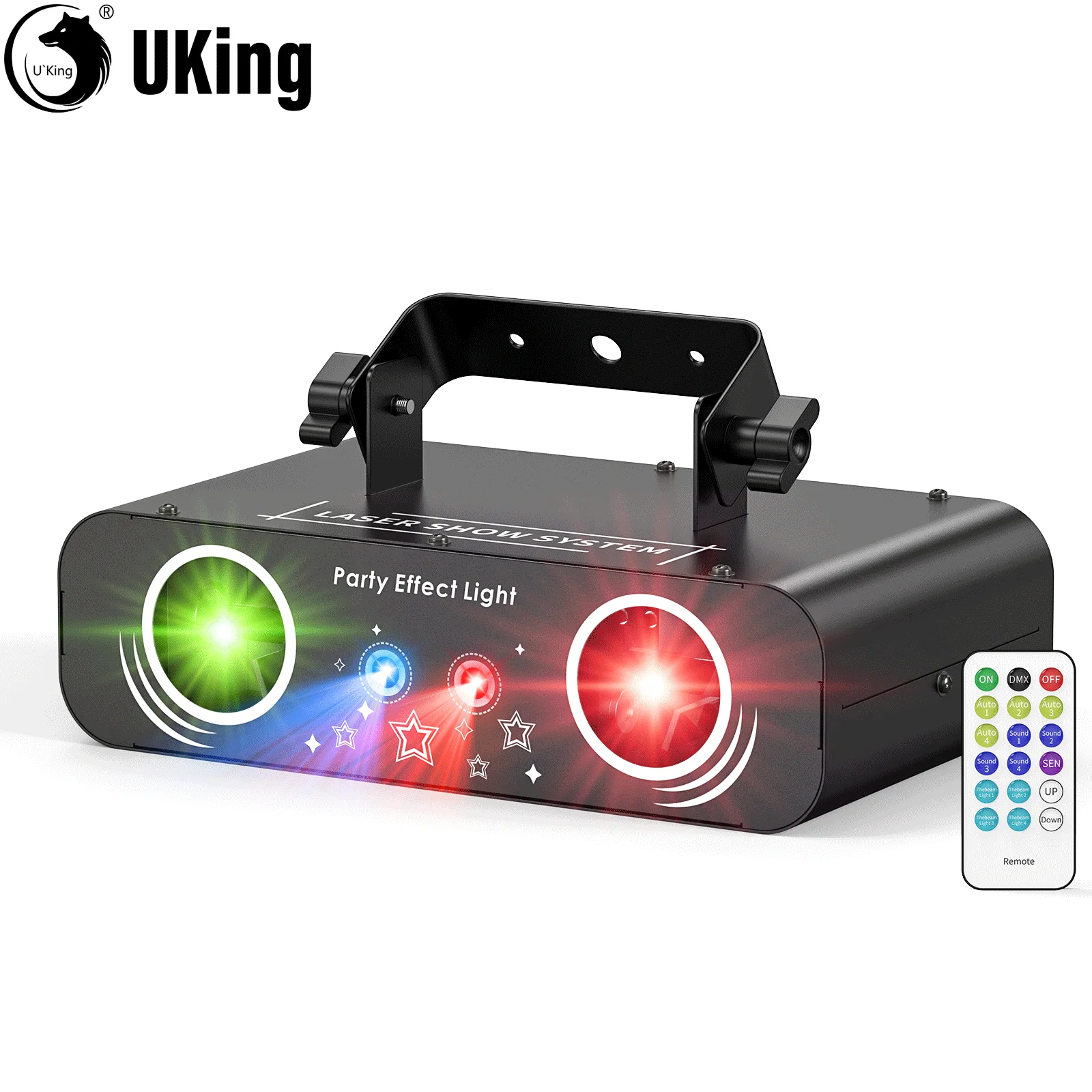 

U'King 50W Анимационный эффект DJ Свет с дистанционным управлением RGB Полноцветный светильник для вечеринки Свет для сцены DJ Диско-бар Клубная вечеринка