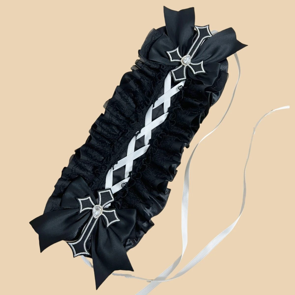 Dark Gothic Lolita Comic Exhibition Cos Party Girl Headwear Cross Lace Butterfly Headband Hair Accessories