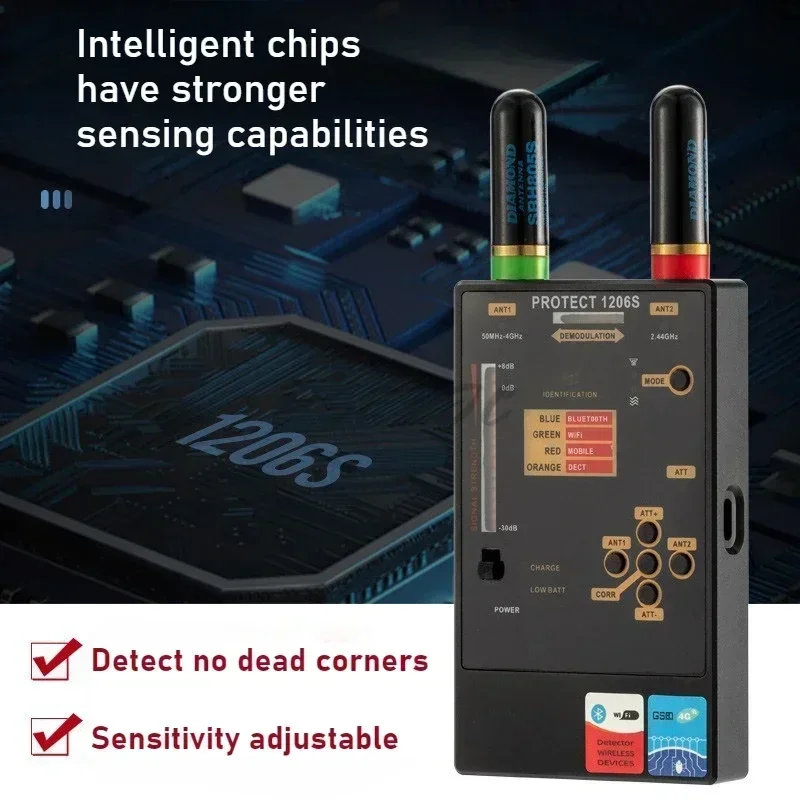 B-M Professional Camera GPS Scanning Detector Anti Listening Spy Positioning Signal Scanning Detection Device 1206S