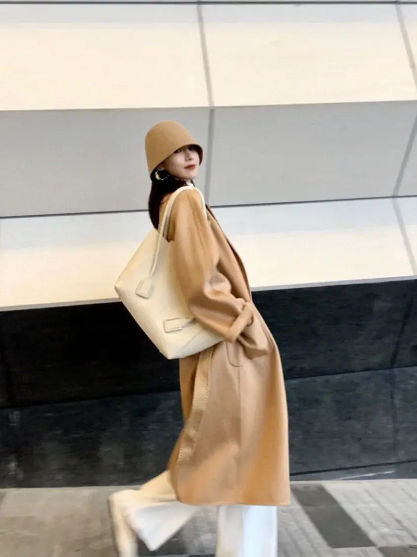 

Autumn and Winter Popular Double Sided Cashmere Coat for Women Extended Length Autumn and Winter Coat