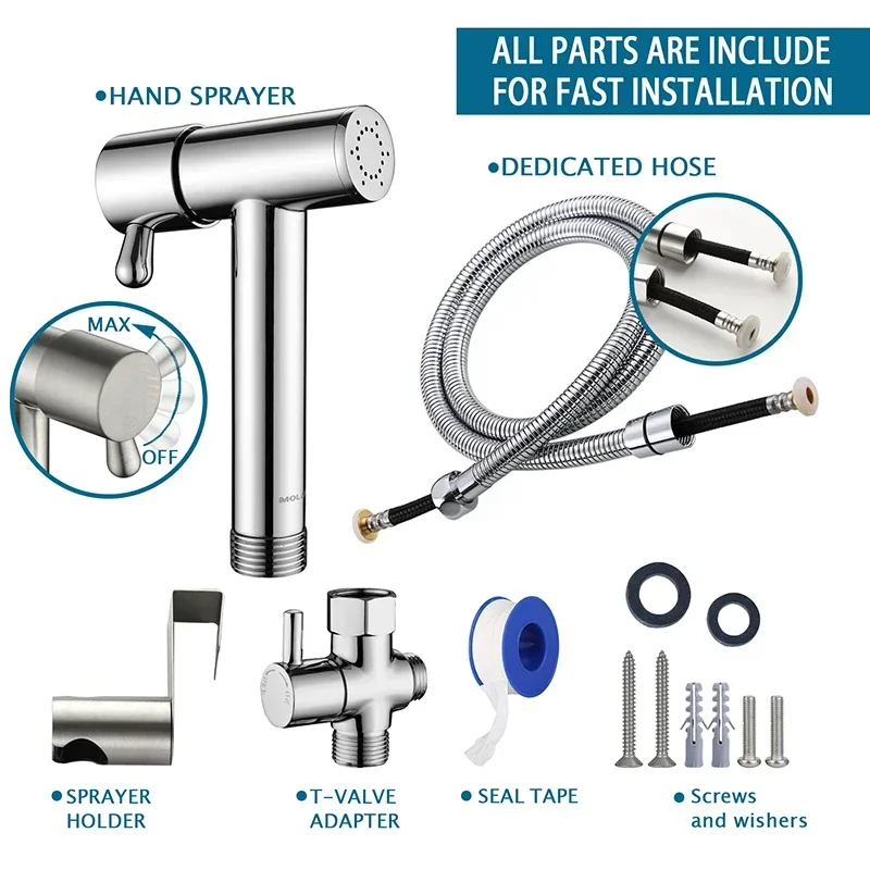 Bathroom Hand Water Sprayer Solid Brass Hand Shower Handheld Bidet Sprayer For Toilet